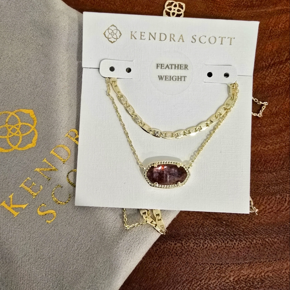 *Rare* Kendra Scott Elisa Multi Strand Sable Mica Gold - Picture 3 of 4